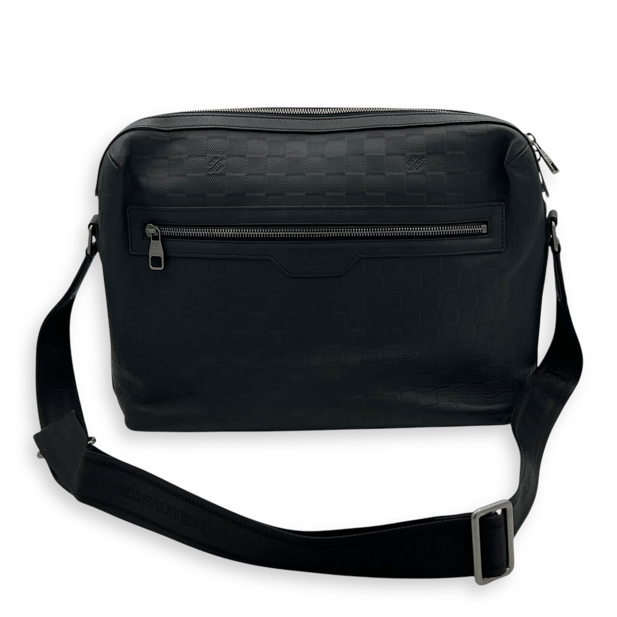 Calypso GM Black Messenger in Calfskin, Silver hardware