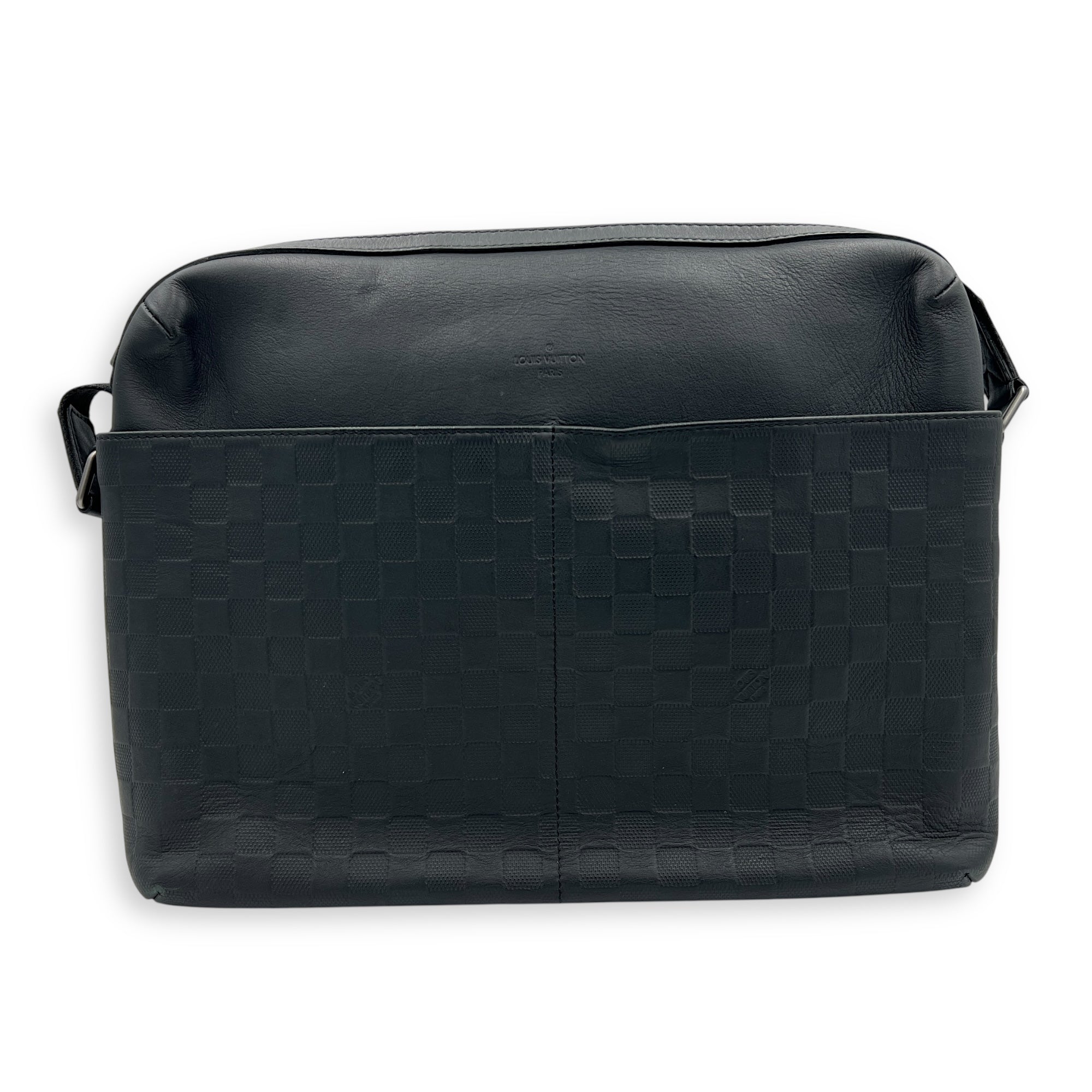 Calypso GM Black Messenger in Calfskin, Silver hardware
