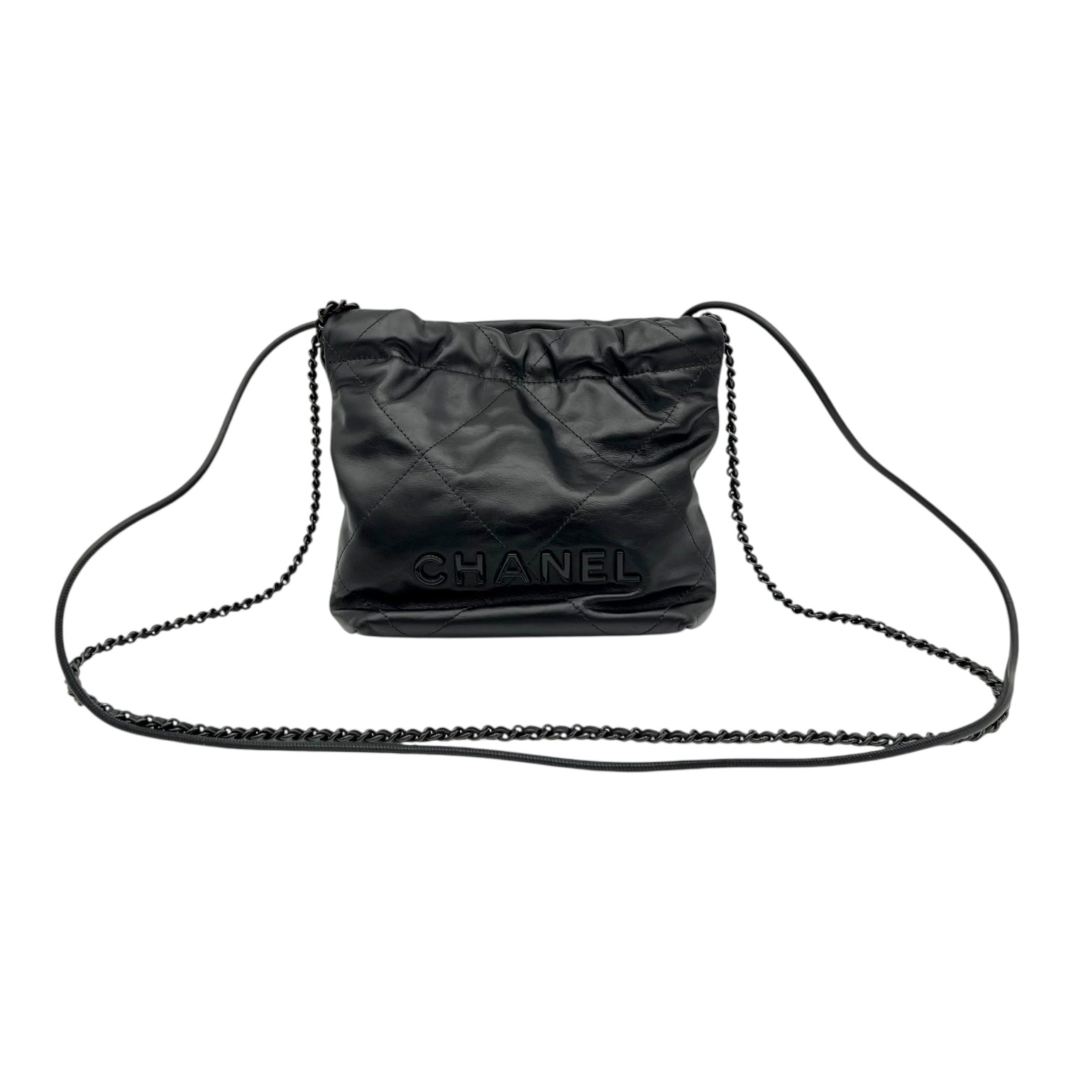 22 Tote Shoulder Bag Mini Black in Calfskin, Black hardware