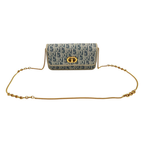 Miss Dior Shoulder Bag Blue in Jacquard, Gold hardware