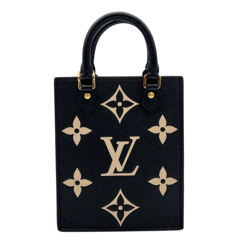 Sac Plat Top Handle Bag Petite Black in Empreinte Leather, Gold hardware