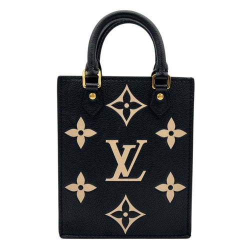 Sac Plat Top Handle Bag Petite Black in Empreinte Leather, Gold hardware