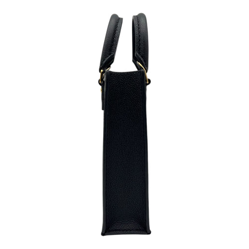 Sac Plat Top Handle Bag Petite Black in Empreinte Leather, Gold hardware