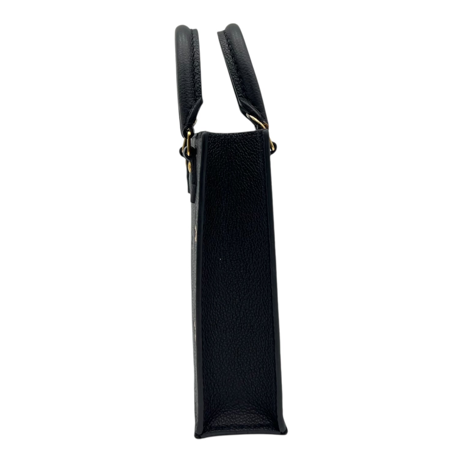Sac Plat Top Handle Bag Petite Black in Empreinte Leather, Gold hardware
