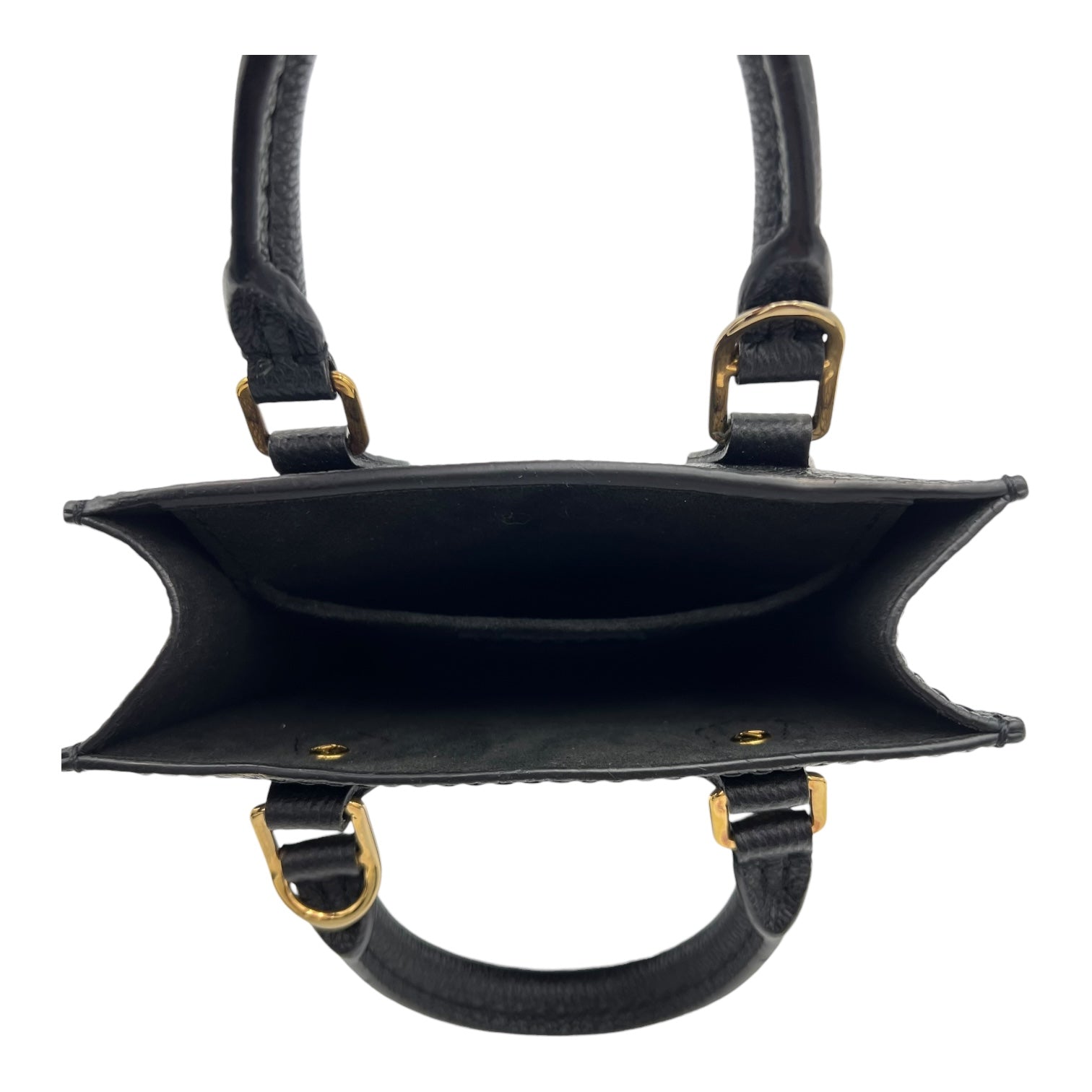 Sac Plat Top Handle Bag Petite Black in Empreinte Leather, Gold hardware