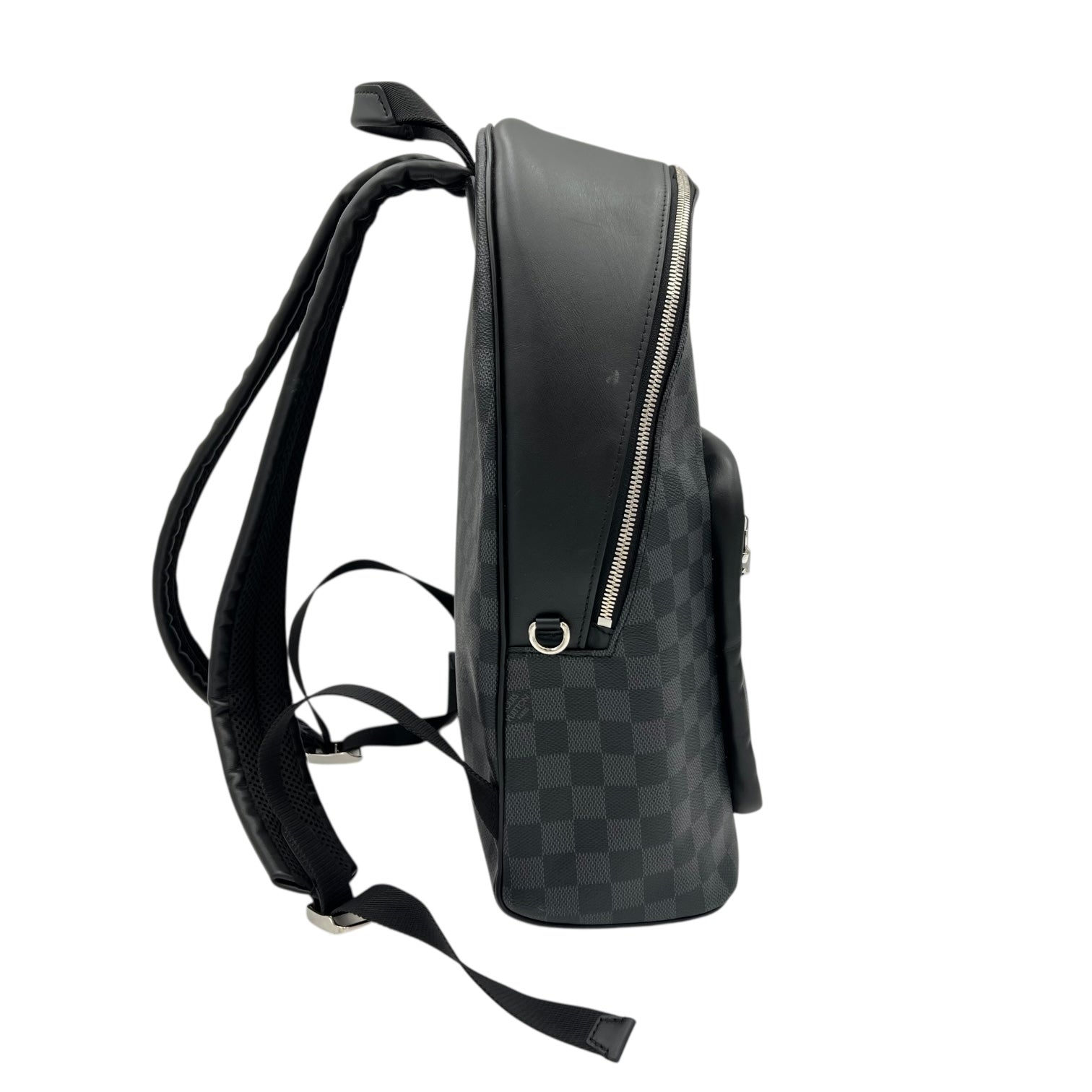 Josh Backpack Black in Coated Canvas, Silver hardware