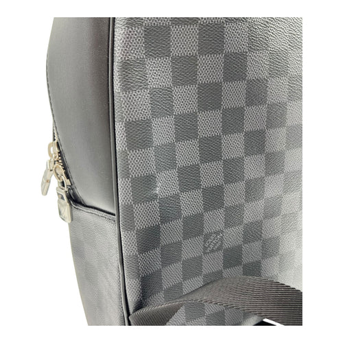 Josh Backpack Black in Coated Canvas, Silver hardware