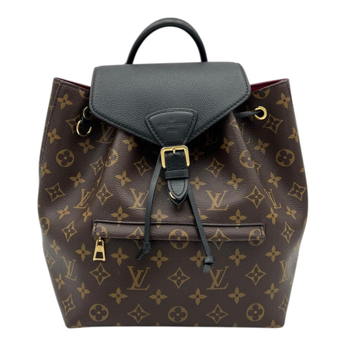 Montsouris Backpack Brown in Monogram Coated Canvas, Gold hardware