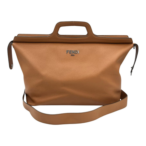 Travel Top Handle Bag Brown in Calfskin, Silver hardware