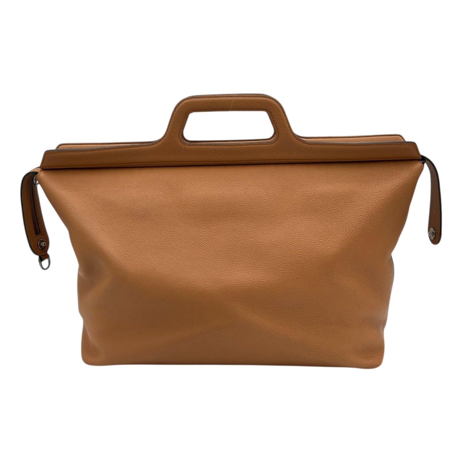 Travel Top Handle Bag Brown in Calfskin, Silver hardware