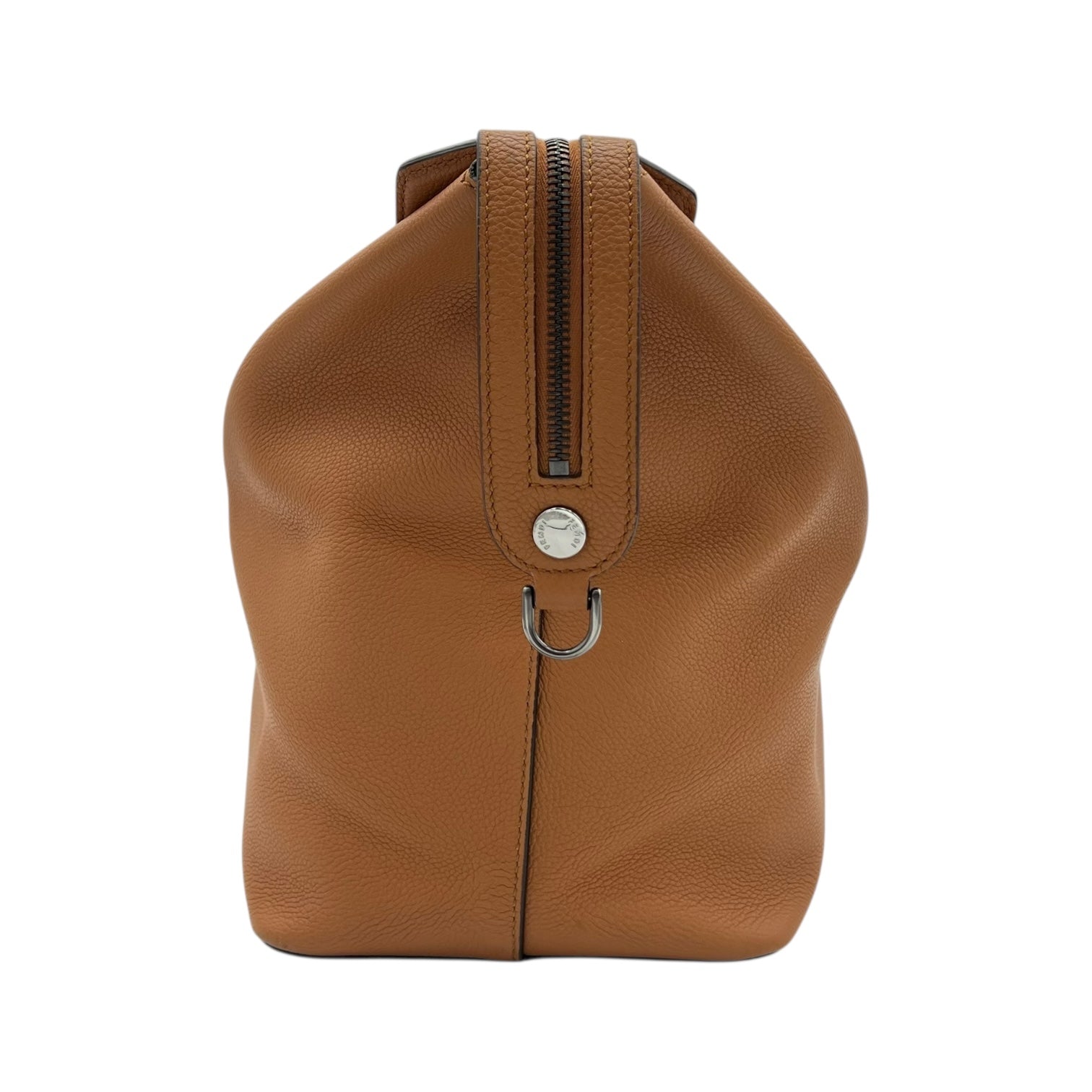 Travel Top Handle Bag Brown in Calfskin, Silver hardware