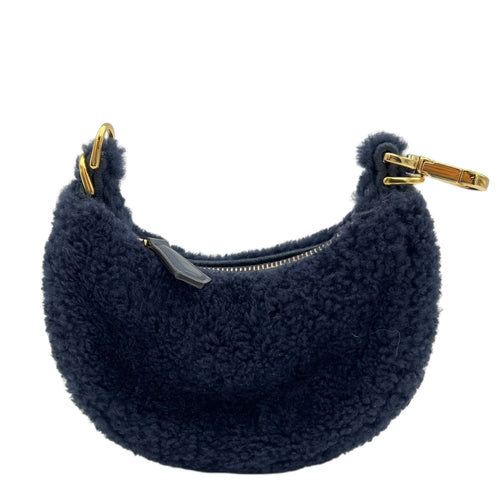 Fendigraphy Handbag Blue in Fur, Gold hardware