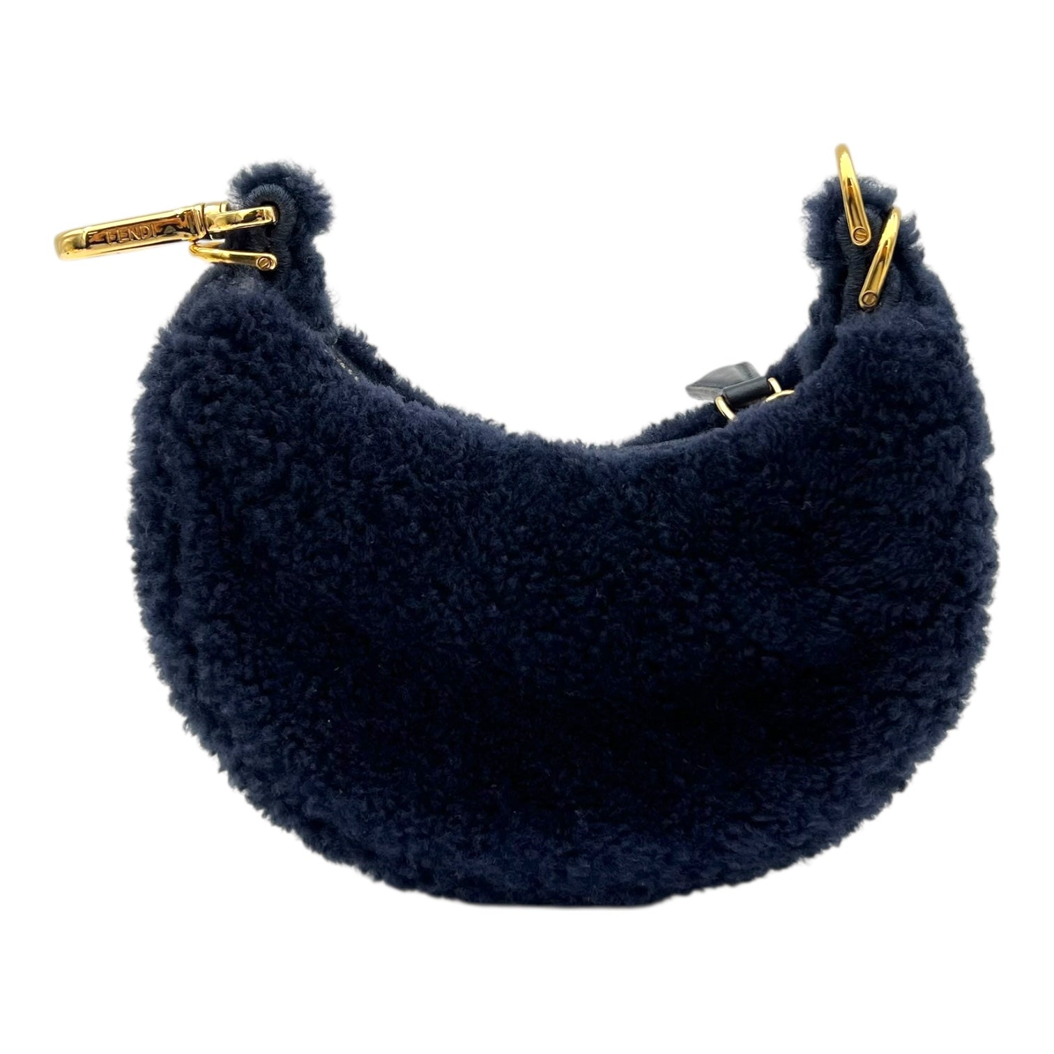 Fendigraphy Handbag Blue in Fur, Gold hardware