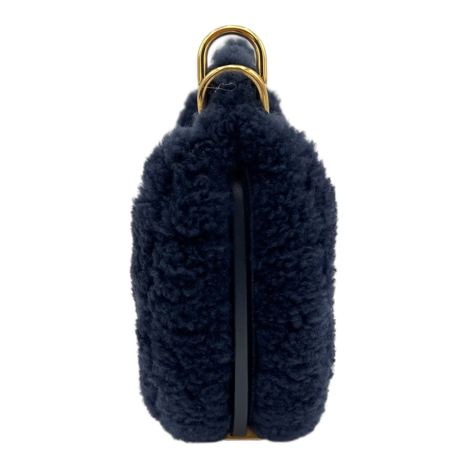 Fendigraphy Handbag Blue in Fur, Gold hardware