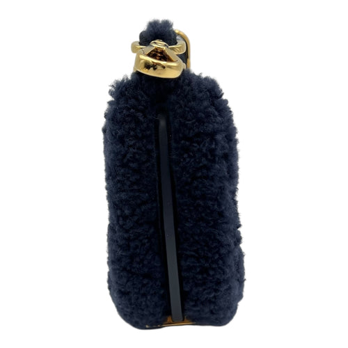 Fendigraphy Handbag Blue in Fur, Gold hardware