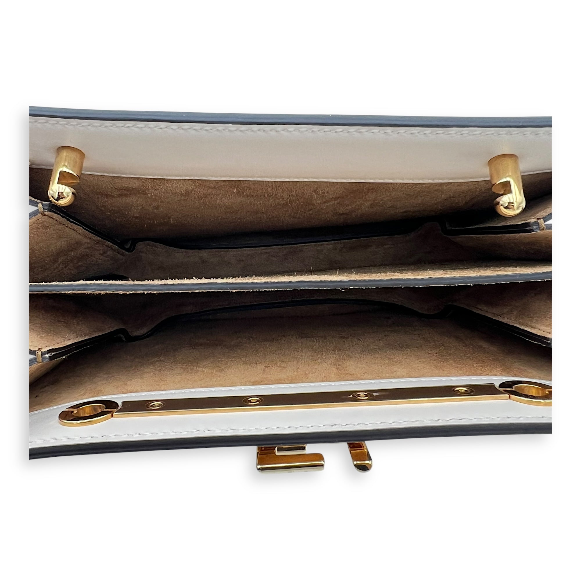 Cream Touch Shoulder Bag White in Calfskin, Gold hardware