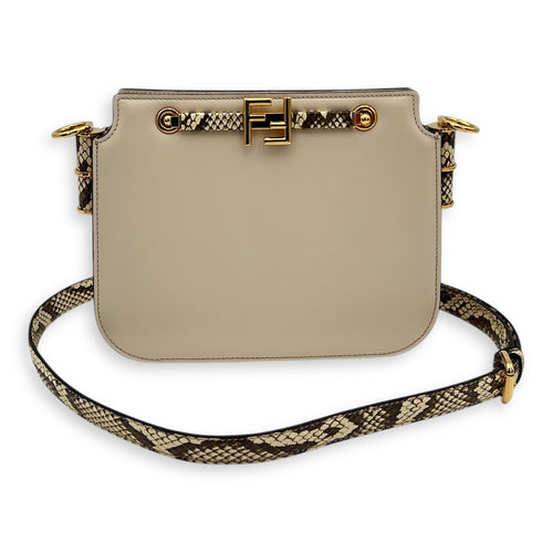 Cream Touch Shoulder Bag White in Calfskin, Gold hardware