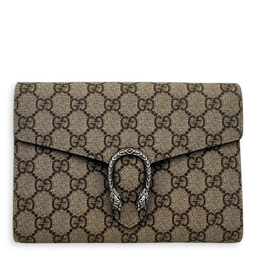 Dionysus Wallet On Chain Grey in Coated Canvas, Silver hardware