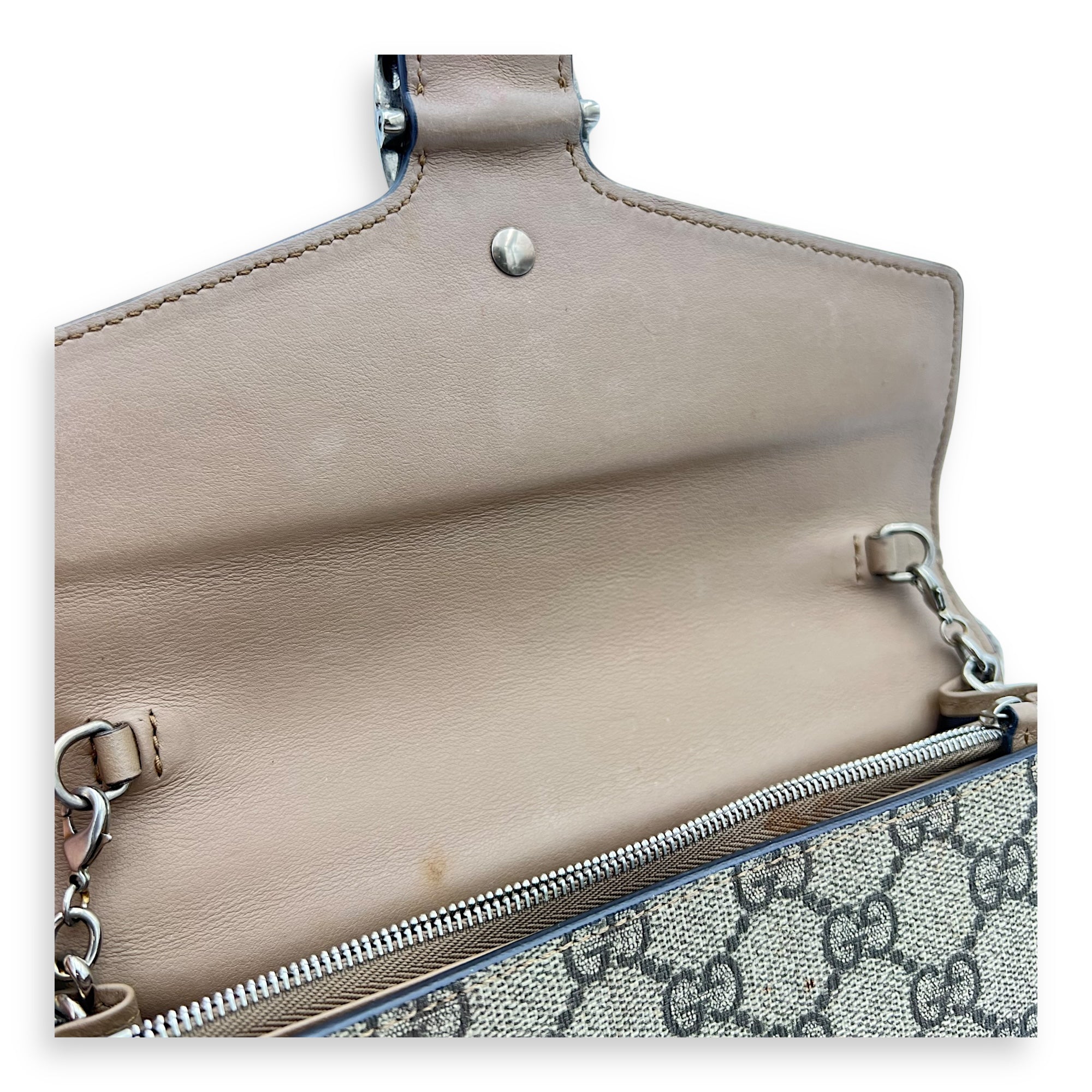 Dionysus Wallet On Chain Grey in Coated Canvas, Silver hardware