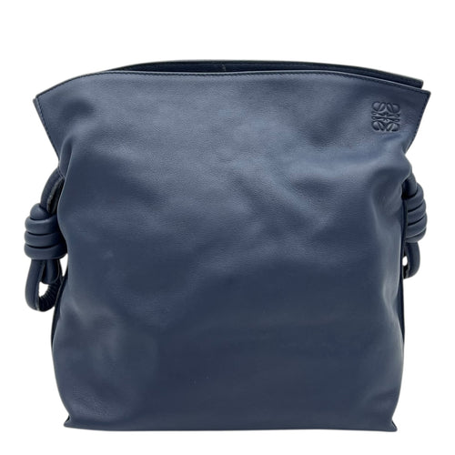 Flamenco Shoulder Bag Blue in Lambskin, Silver hardware