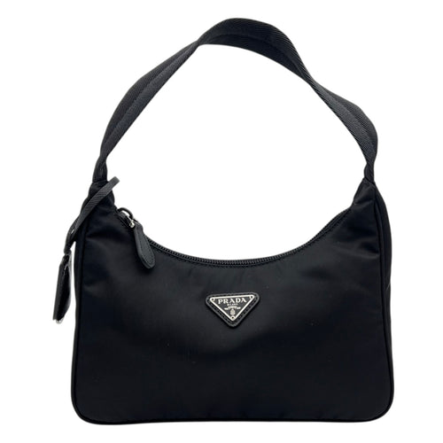 Re-Edition 2000 Shoulder Bag Black in Nylon, Silver hardware