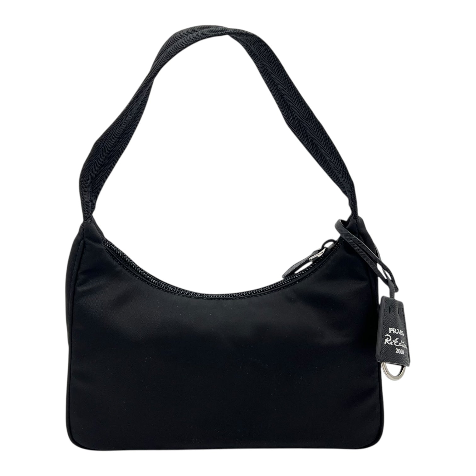 Re-Edition 2000 Shoulder Bag Black in Nylon, Silver hardware
