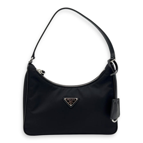 Re-Edition 2005 Shoulder Bag Black in Nylon, Silver hardware