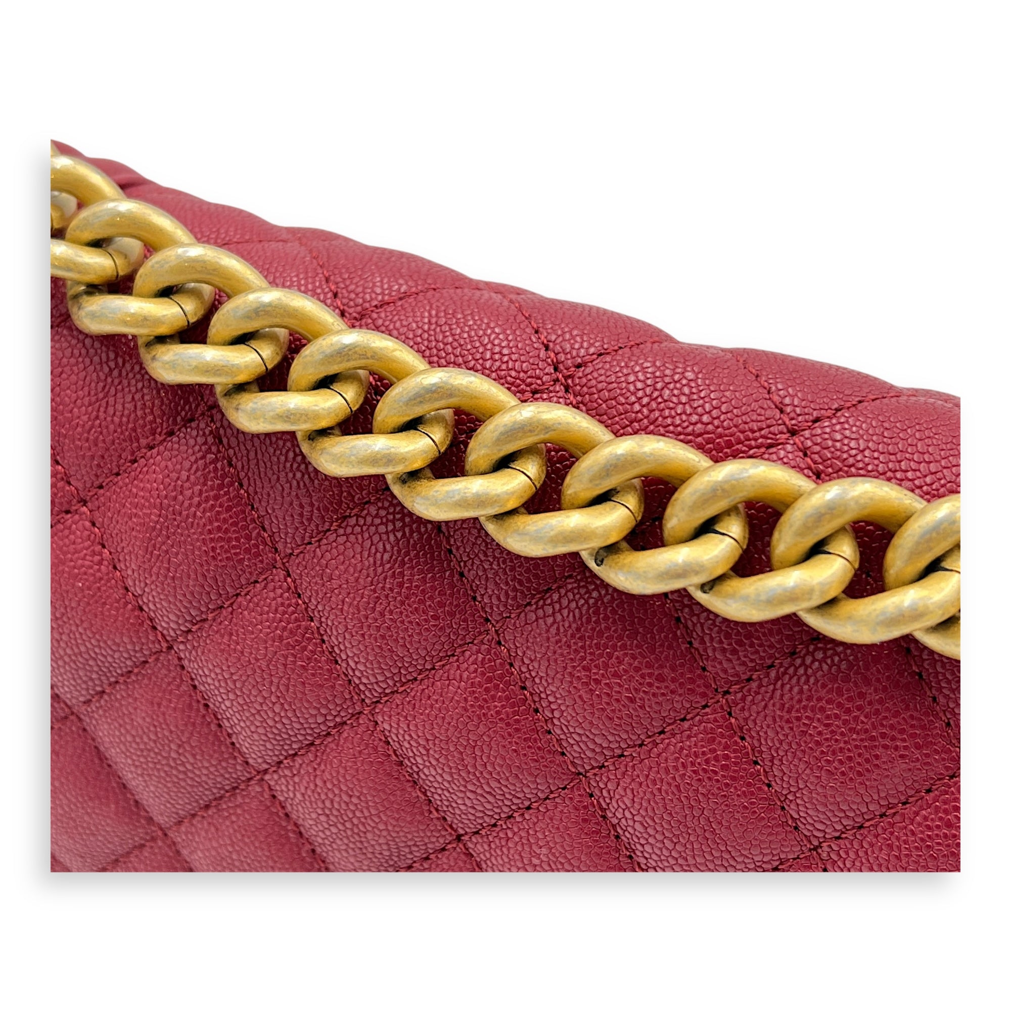 Boy Medium Pink Crossbody Bag in Caviar Leather, Gold hardware