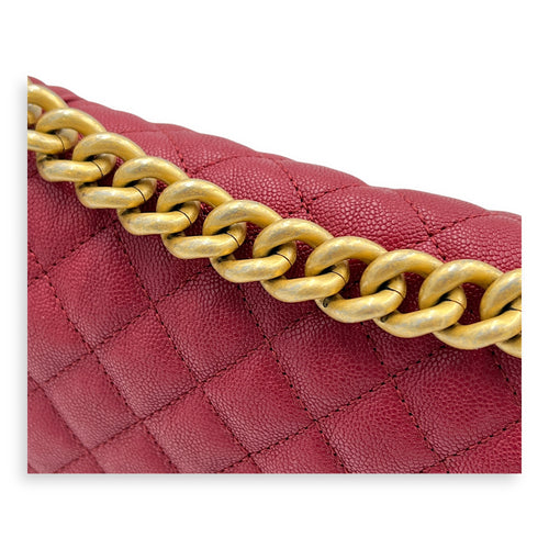 Boy Medium Pink Crossbody Bag in Caviar Leather, Gold hardware