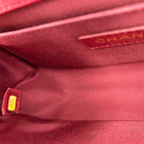 Boy Medium Pink Crossbody Bag in Caviar Leather, Gold hardware