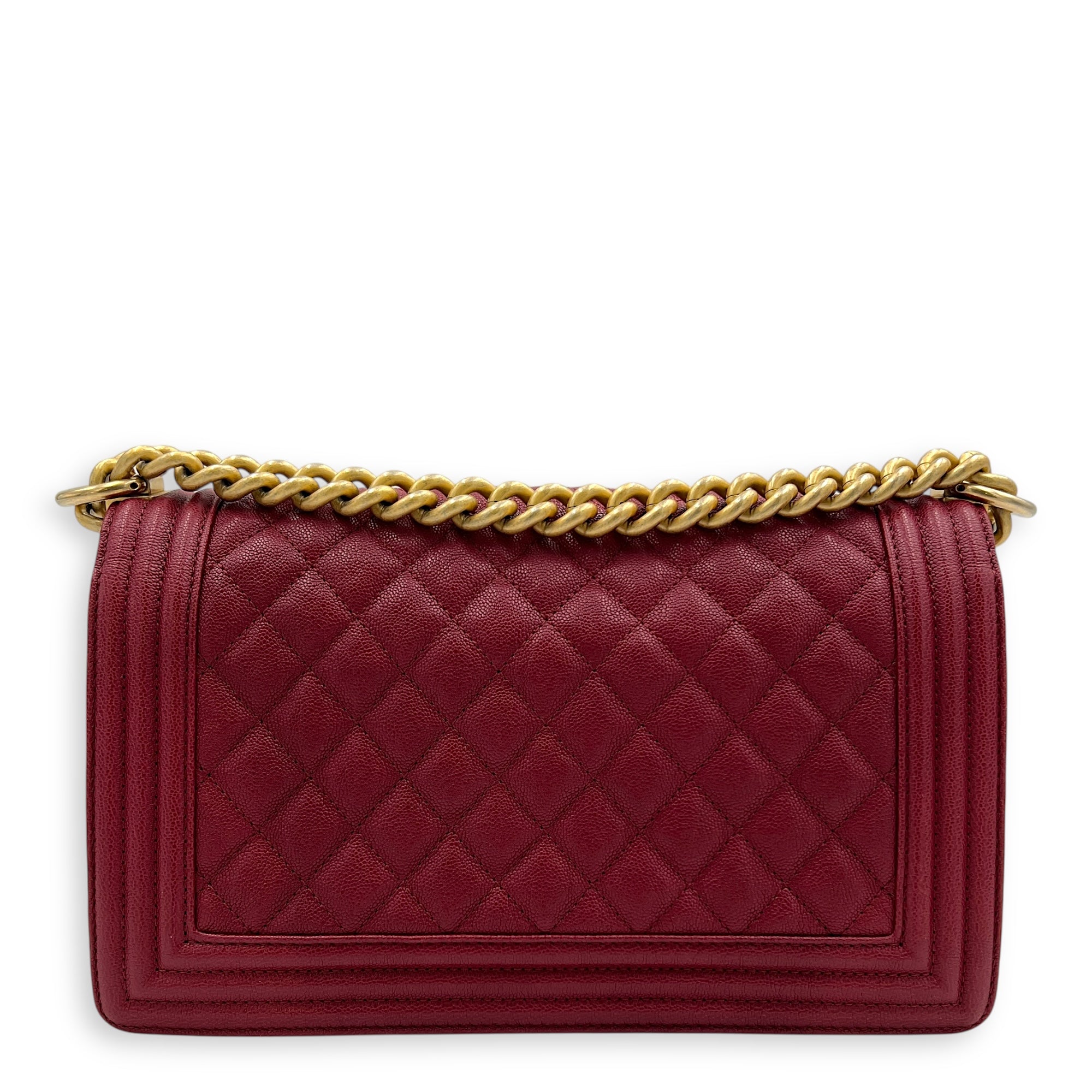 Boy Medium Pink Crossbody Bag in Caviar Leather, Gold hardware