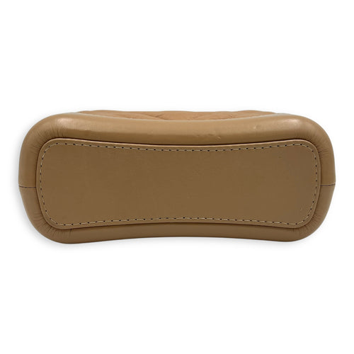 Gabrielle Small Dark Beige Shoulder Bag in Calfskin, Mixed hardware