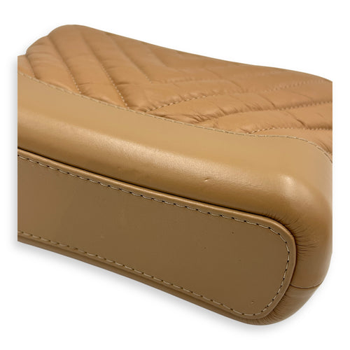 Gabrielle Small Dark Beige Shoulder Bag in Calfskin, Mixed hardware