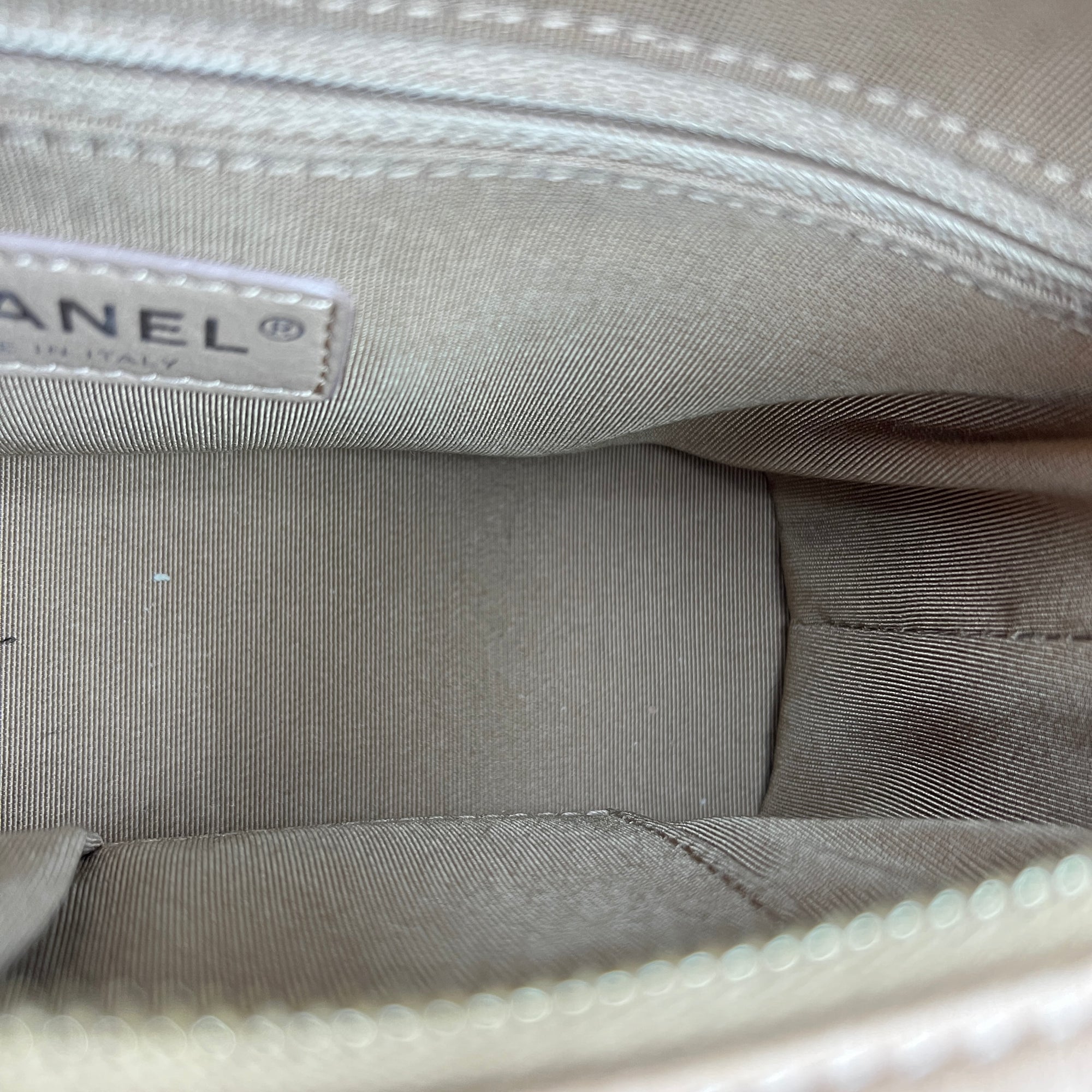 Gabrielle Small Dark Beige Shoulder Bag in Calfskin, Mixed hardware