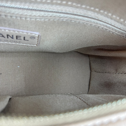 Gabrielle Small Dark Beige Shoulder Bag in Calfskin, Mixed hardware