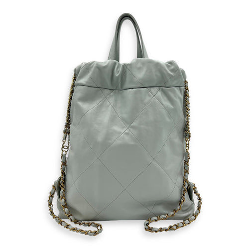 C22 Grey Backpack in Calfskin, Gold hardware