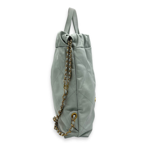 C22 Grey Backpack in Calfskin, Gold hardware