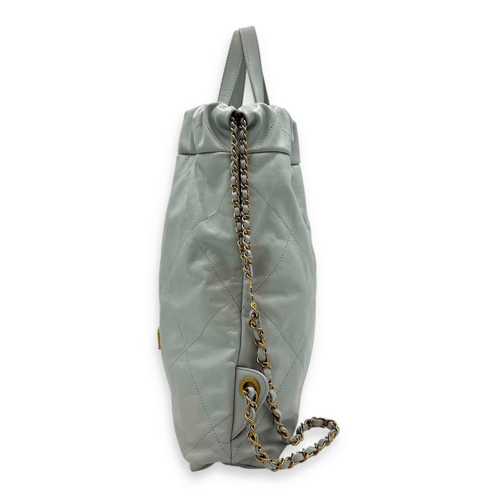 C22 Grey Backpack in Calfskin, Gold hardware
