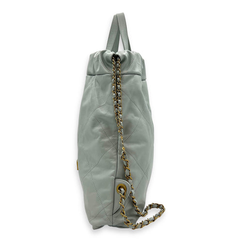 C22 Grey Backpack in Calfskin, Gold hardware