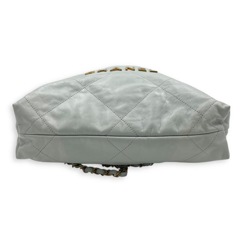 C22 Grey Backpack in Calfskin, Gold hardware