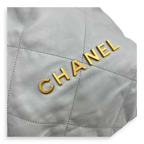 C22 Grey Backpack in Calfskin, Gold hardware