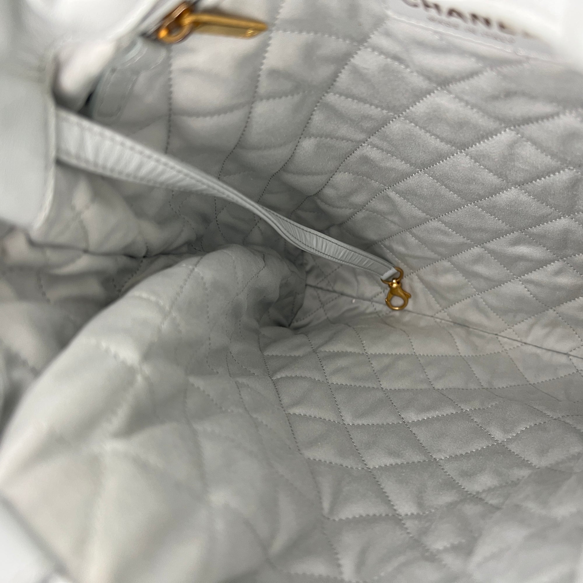 C22 Grey Backpack in Calfskin, Gold hardware