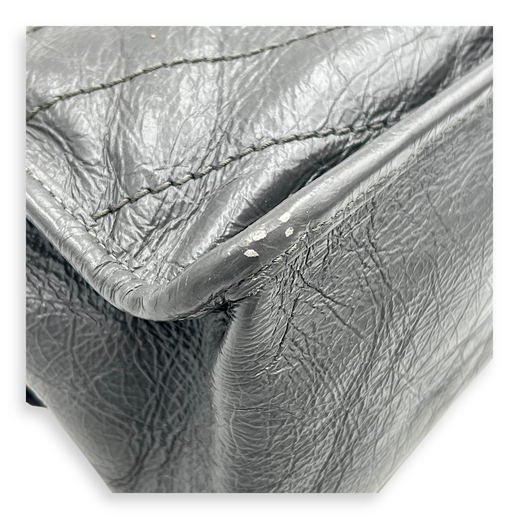 Niki Medium Grey Shoulder Bag in Calfskin, Ruthenium hardware