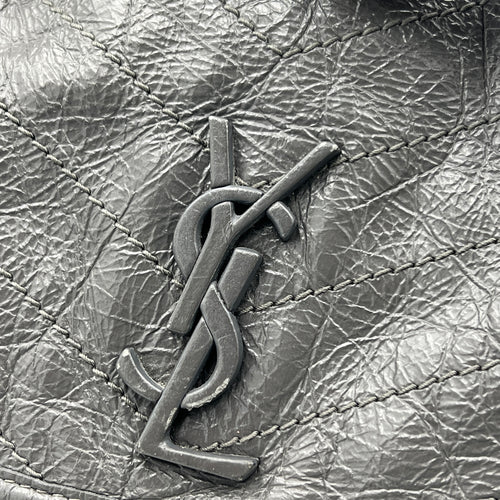 Niki Medium Grey Shoulder Bag in Calfskin, Ruthenium hardware