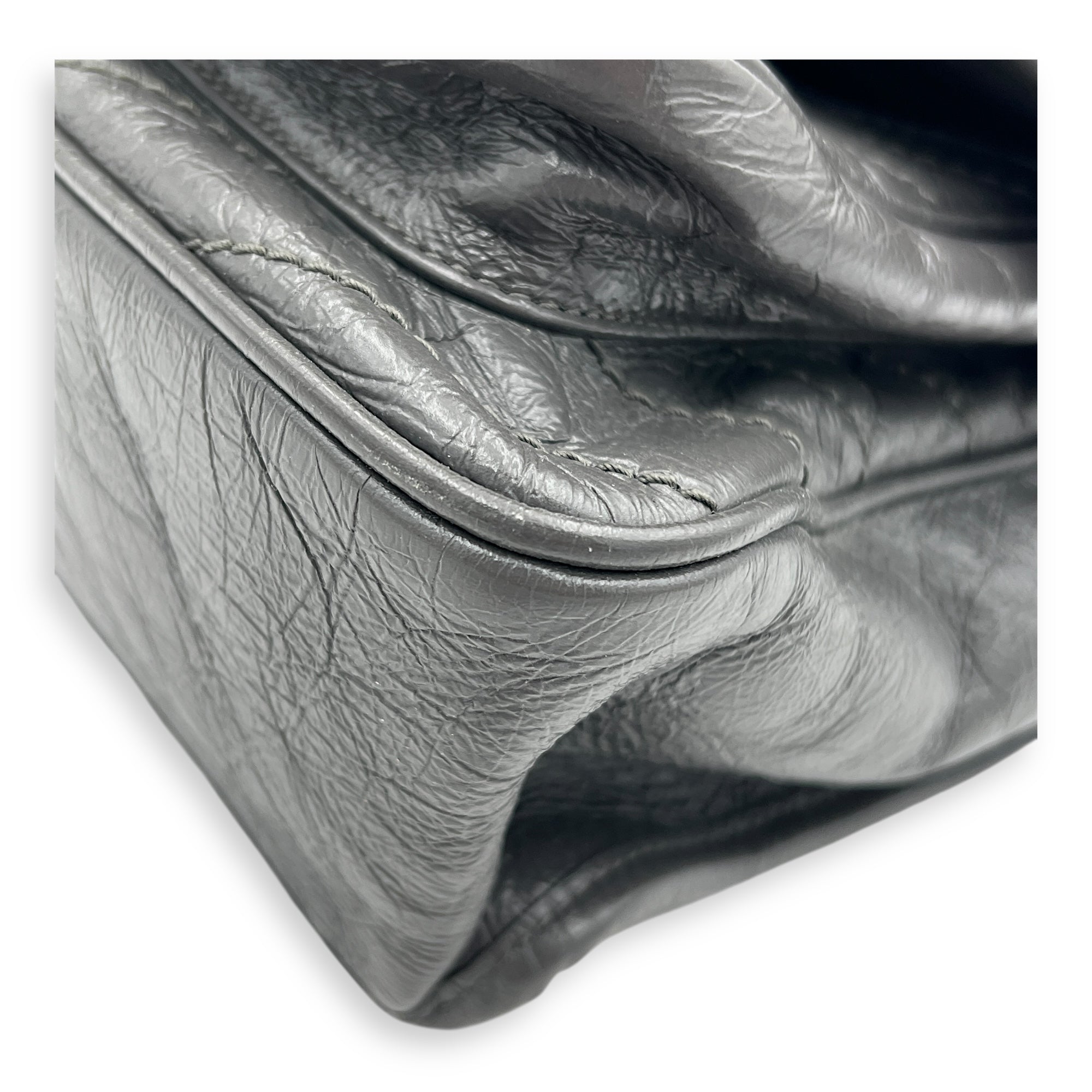 Niki Medium Grey Shoulder Bag in Calfskin, Ruthenium hardware