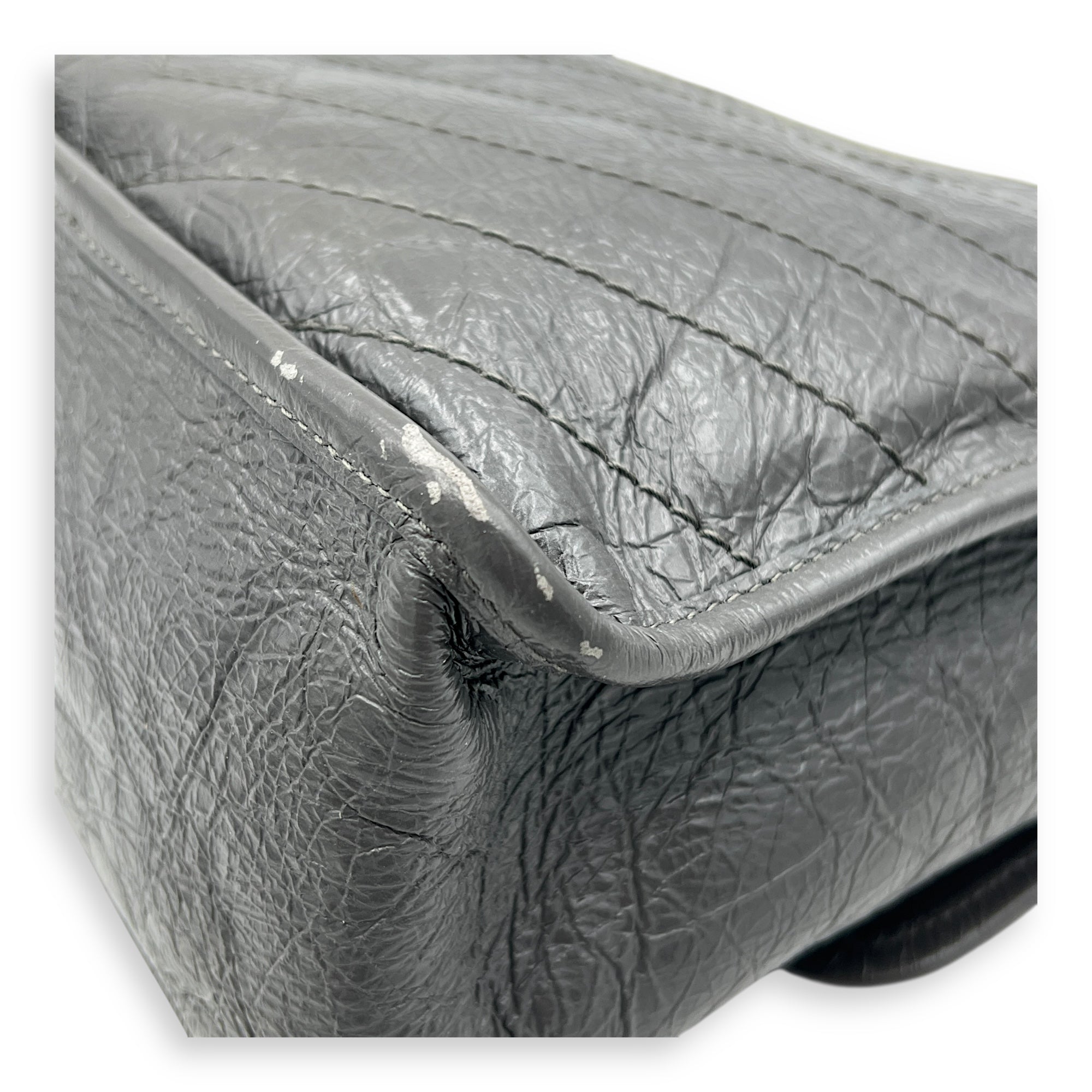 Niki Medium Grey Shoulder Bag in Calfskin, Ruthenium hardware