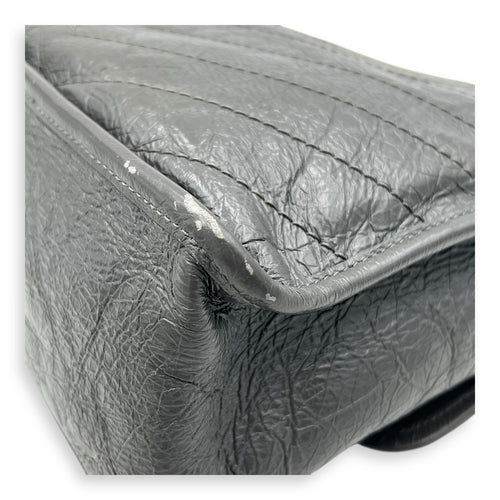 Niki Medium Grey Shoulder Bag in Calfskin, Ruthenium hardware