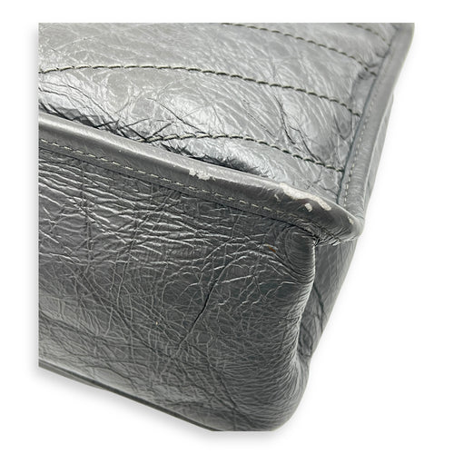 Niki Medium Grey Shoulder Bag in Calfskin, Ruthenium hardware