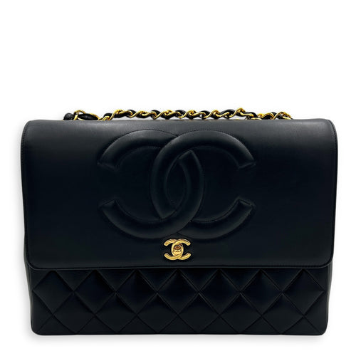 Vintage CC Black Shoulder Bag in Lambskin, Gold hardware