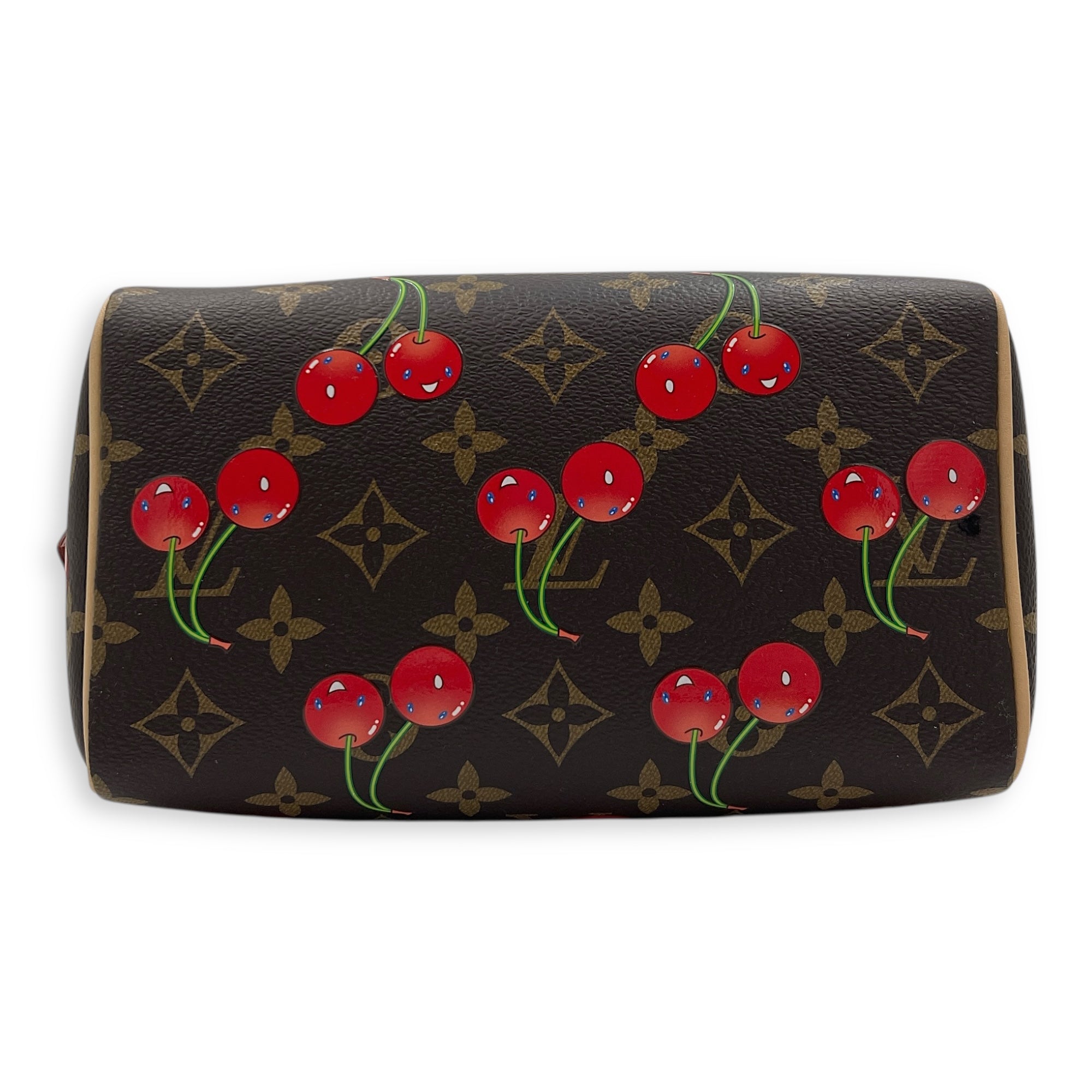 x Takashi Murakami Speedy 20 Brown Top Handle Bag in Cherry Monogram Coated Canvas, Gold hardware